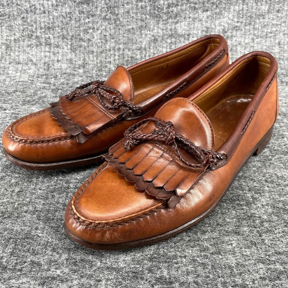 Allen Edmonds Woodstock Tan Leather Kiltie Tassel Loafers Mens 10 E Made in USA